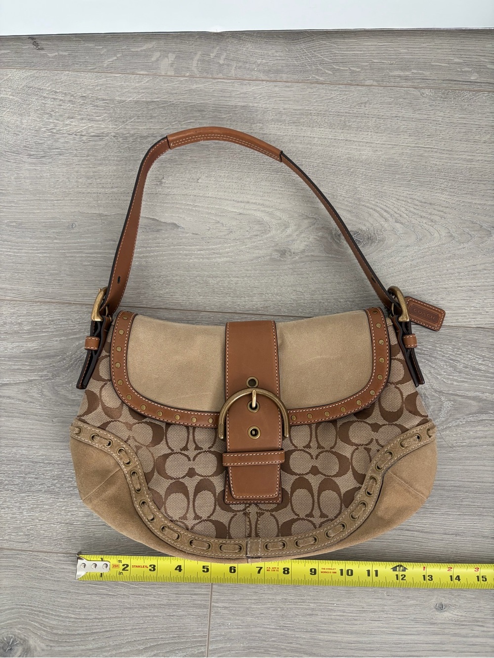 Coach Vintage Y2K Signature Canvas and Suede Shoulder Bag - Picture 13 of 15